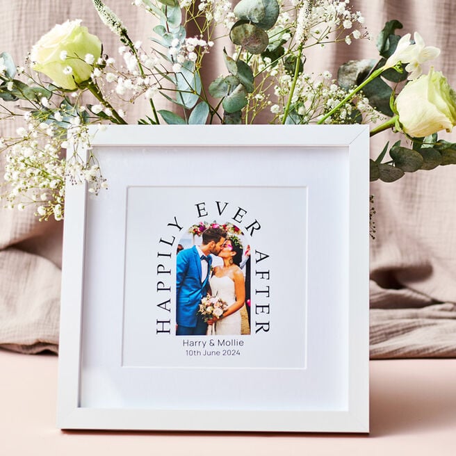 Photo Upload Square Framed Wall Art Print - Happily Ever After